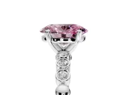 Solitaire Engagement Ring Setting for Fancy Pink Oval Center with Bezel-Dot Beaded Band and Prong Head in Platinum