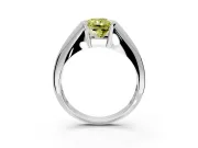 Tension Engagement Ring Setting for Fancy Yellow Radiant Cut Center with Wide Tapered Band and Tension Head in Platinum