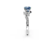 Solitaire Engagement Ring Setting for Fancy Blue Cushion Cut Center with Marquise Accent Twist Band and Prong Head in Platinum