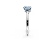Solitaire Engagement Ring Setting for Fancy Blue Asscher Cut Center with Flat-Sided Plain Band and Prong Head in Sterling Silver