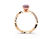 Side Accent Engagement Ring Setting for Fancy Pink Radiant Cut Center with Accent Shoulders and Prong Head in Rose Gold