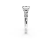5 Stone Engagement Ring Setting for Asscher Cut Center with Graduated Accents and Prong Head in White Gold