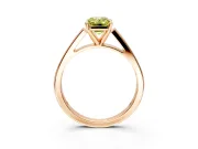 Solitaire Engagement Ring Setting for Fancy Yellow Emerald Cut Center with Tapered Split Shoulders and Prong Head in Rose Gold
