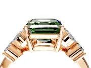 Floral Engagement Ring Setting for Fancy Green Princess Cut Center with Marquise Cluster Shoulders and Prong Head in Rose Gold