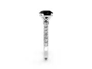 Open Basket Engagement Ring Setting for Fancy Black Round Cut Center with Pave Band and Prong Head in Platinum