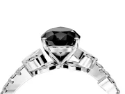 Leaf Motif Engagement Ring Setting for Fancy Black Pear-Shaped Center with Pave Band and Prong Head in Platinum