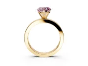 Solitaire Engagement Ring Setting for Fancy Pink Heart-Shaped Center with Channel Baguette Band and Prong Head in Yellow Gold