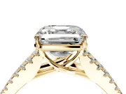 Solitaire Engagement Ring Setting for Asscher Cut Center with Pave Split Shank and Prong Head in Yellow Gold