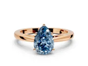 Solitaire Engagement Ring Setting for Fancy Blue Pear-Shaped Center with Open Cathedral Shoulders and Prong Head in Rose Gold