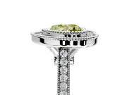 Halo Engagement Ring Setting for Fancy Yellow Heart-Shaped Center with Milgrain Frame, Pave Band and Prong Head in Platinum