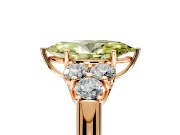 Cluster Engagement Ring Setting for Fancy Yellow Marquise Center with Round Cut Accent Frame and Prong Head in Rose Gold