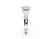 Solitaire Engagement Ring Setting for Radiant Cut Center with Wide Band, Pave Collar and Prong Head in Platinum