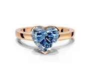 Solitaire Engagement Ring Setting for Fancy Blue Heart-Shaped Center with Plain Band and Flat Tab Prong Head in Rose Gold