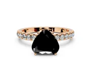 Open Basket Engagement Ring Setting for Fancy Black Heart-Shaped Center with Pave Band and Prong Head in Rose Gold