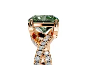 Solitaire Engagement Ring Setting for Fancy Green Radiant Cut Center with Narrow Twist Pave Band and Prong Head in Rose Gold
