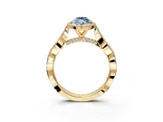 Halo Engagement Ring Setting for Fancy Blue Marquise Center with Twist Band and Prong Head in Yellow Gold