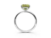 Hidden Halo Engagement Ring Setting for Fancy Yellow Asscher Cut Center with Thin Round-Wire Band and Prong Head in White Gold