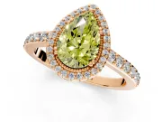 Halo Engagement Ring Setting for Fancy Yellow Pear-Shaped Center with Inner Milgrain Border and Prong Head in Rose Gold