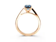Solitaire Engagement Ring Setting for Fancy Blue Emerald Cut Center with Tapered Split Shoulders and Prong Head in Rose Gold
