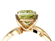 Solitaire Engagement Ring Setting for Fancy Yellow Princess Cut Center with Pave and Plain Crossover Band and Prong Head in Yellow Gold