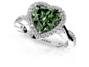 Halo Engagement Ring Setting for Fancy Green Heart-Shaped Center with Twist Band and Prong Head in Sterling Silver