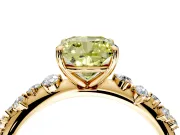 Cluster Engagement Ring Setting for Fancy Yellow Cushion Cut Center with Round Cut Accent Band and Prong Head in Yellow Gold