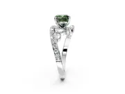 Solitaire Engagement Ring Setting for Fancy Green Cushion Cut Center with Pave Bypass Twist Band and Prong Head in White Gold