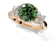 Floral Engagement Ring Setting for Fancy Green Round Cut Center with Marquise Cluster Shoulders and Prong Head in Rose Gold