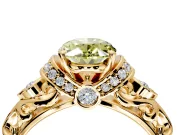 Solitaire Engagement Ring Setting for Fancy Yellow Oval Center with Filigree Band and Prong Head in Yellow Gold