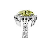 Halo Engagement Ring Setting for Fancy Yellow Round Cut Center with Inner Milgrain Border and Prong Head in White Gold