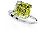 Minimalist Solitaire Engagement Ring Setting for Fancy Yellow Asscher Cut Center with Thin Band and Prong Head in Sterling Silver