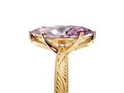 Solitaire Engagement Ring Setting for Fancy Pink Marquise Center with Engraved Milgrain Band and Prong Head in Yellow Gold