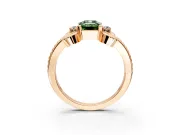 Solitaire Engagement Ring Setting for Fancy Green Emerald Cut Center with Twisted Band and Scroll Prong Head in Rose Gold