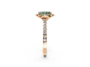Floral Engagement Ring Setting for Fancy Green Radiant Cut Center with Pave Band and Floral Prong Head in Rose Gold