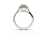 Starburst Halo Engagement Ring Setting for Fancy Yellow Emerald Cut Center with Thin Round-Wire Band and Prong Head in Platinum
