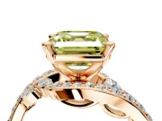 Solitaire Engagement Ring Setting for Fancy Yellow Asscher Cut Center with Pave Bypass Twist Band and Prong Head in Rose Gold
