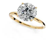 Solitaire Engagement Ring Setting for Round Cut Center with Straight Thin Band and Prong Head in Yellow Gold