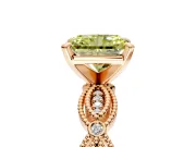 Solitaire Engagement Ring Setting for Fancy Yellow Radiant Cut Center with Marquise Panel Band and Prong Head in Rose Gold