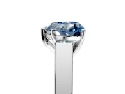 Solitaire Engagement Ring Setting for Fancy Blue Heart-Shaped Center with Tapered Split Shoulders and Prong Head in Platinum