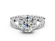 Halo Engagement Ring Setting for Round Cut Center with Rope Twist Split Shank and Prong Head in Platinum
