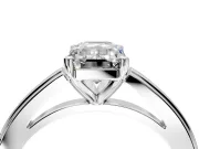 Solitaire Engagement Ring Setting for Emerald Cut Center with Flat-Sided Plain Band and Prong Head in Sterling Silver
