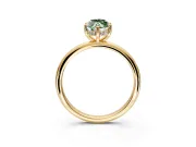 Hidden Halo Engagement Ring Setting for Fancy Green Marquise Center with Thin Round-Wire Band and Prong Head in Yellow Gold