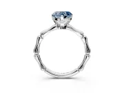 Solitaire Engagement Ring Setting for Fancy Blue Heart-Shaped Center with Bamboo Band and Prong Head in White Gold