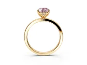 Solitaire Engagement Ring Setting for Fancy Pink Oval Center with Thin Rounded Plain Band and Prong Head in Yellow Gold