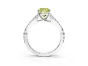 Solitaire Engagement Ring Setting for Fancy Yellow Cushion Cut Center with Pave Split Shank and Prong Head in Platinum