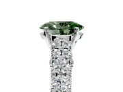 Solitaire Engagement Ring Setting for Fancy Green Oval Center with Pave Cathedral Shoulders and Prong Head in White Gold