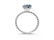 Solitaire Engagement Ring Setting for Fancy Blue Heart-Shaped Center with Plain Twisted Rope Band and Prong Head in Sterling Silver