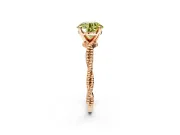 Solitaire Engagement Ring Setting for Fancy Yellow Round Cut Center with Twist Band and Bead Prong Head in Rose Gold