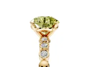Solitaire Engagement Ring Setting for Fancy Yellow Round Cut Center with Bezel-Dot Beaded Band and Prong Head in Yellow Gold