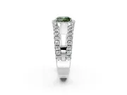 Halo Engagement Ring Setting for Fancy Green Cushion Cut Center with Wide-Open Pave Split Shank and Prong Head in Sterling Silver
